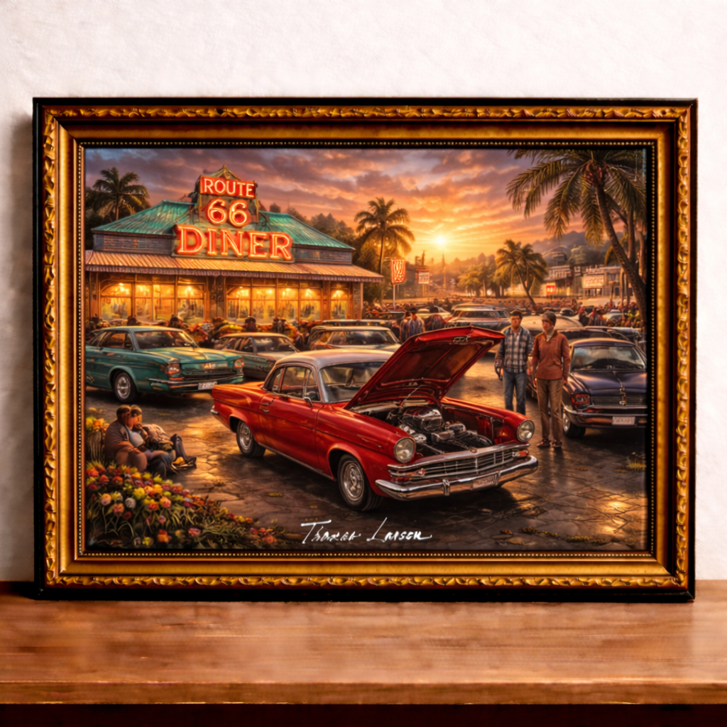 Classic cars at Route 66 Diner