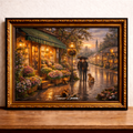 Flower shop glow on rainy evening