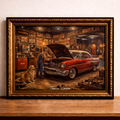 Garage nostalgia with red Chevrolet