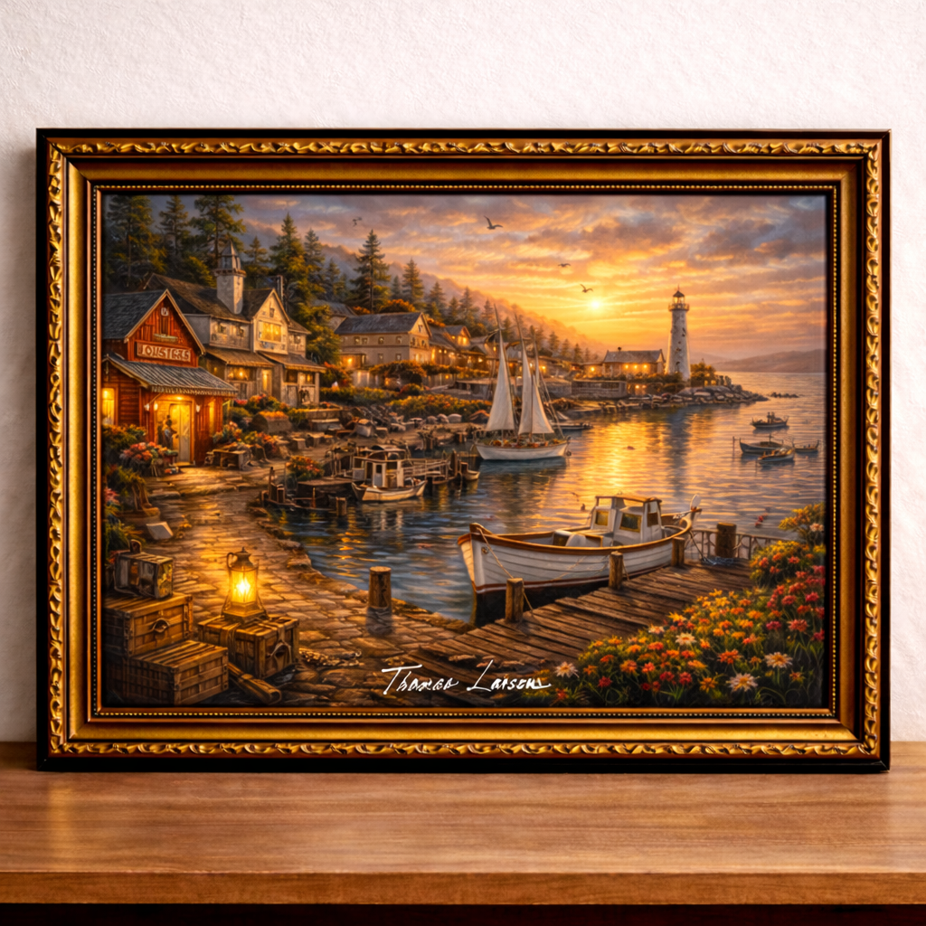 New England coastal sunset scene
