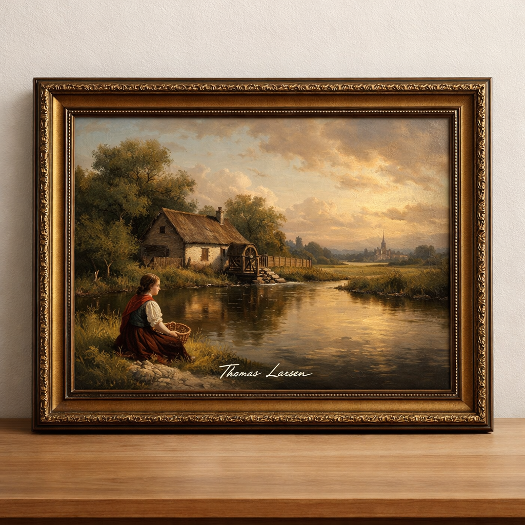 Riverside view in golden light