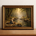 Serene forest morning with deer