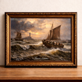 Stormy seascape at sunset
