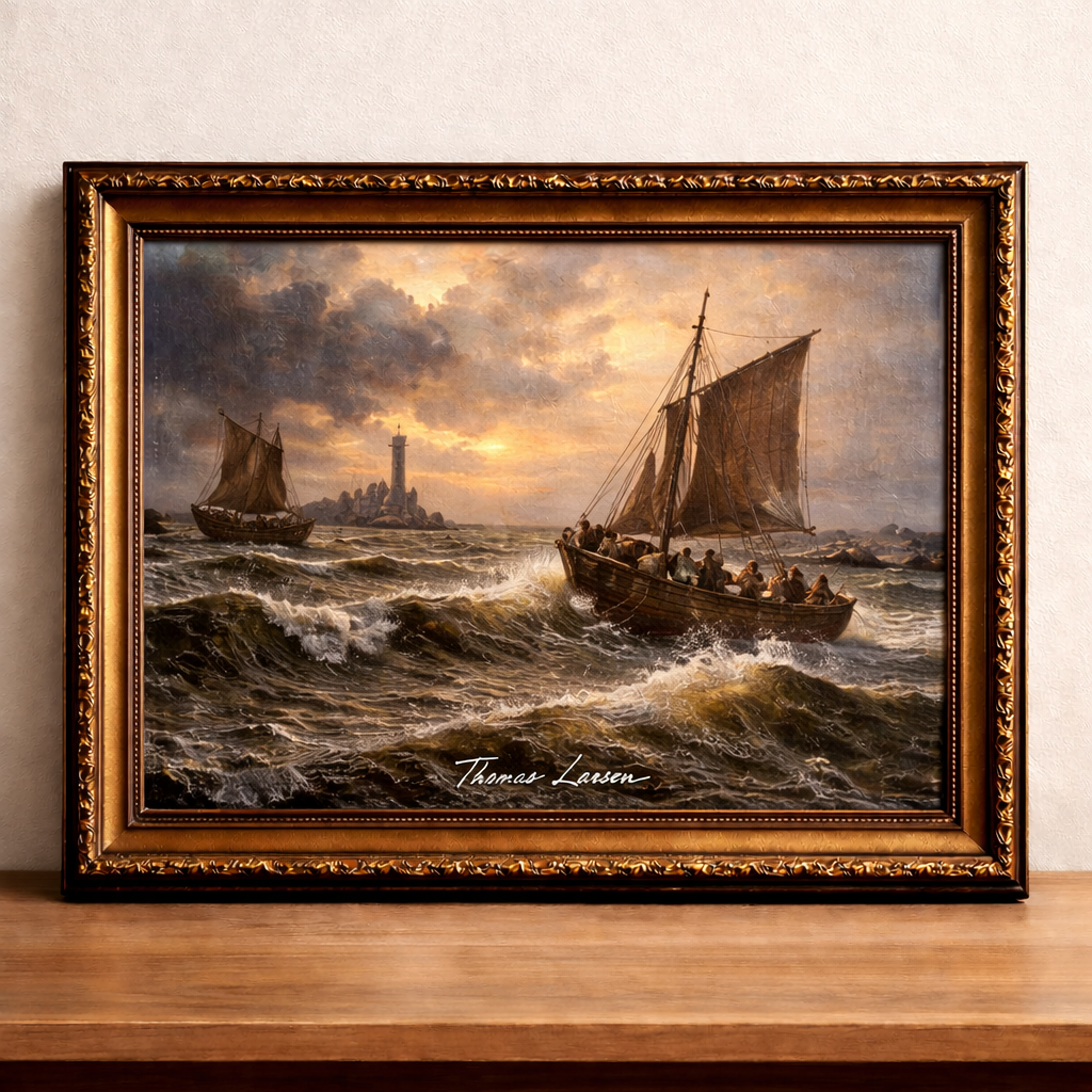 Stormy seascape at sunset