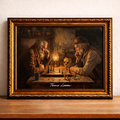 Two elderly men playing chess