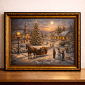 Village Christmas evening with sleigh ride