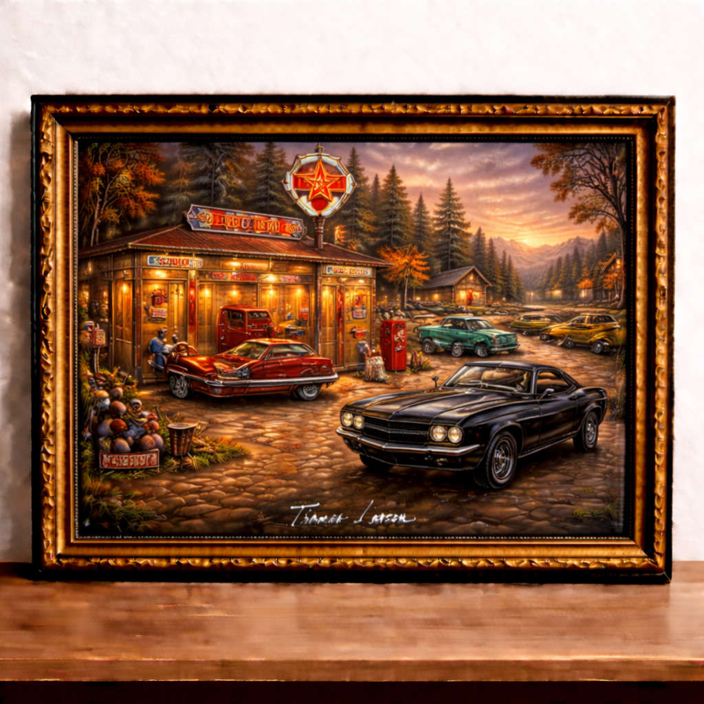 Vintage Texaco at twilight