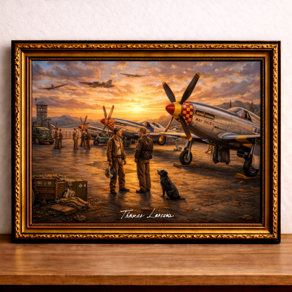 Warriors at sunset on the airfield